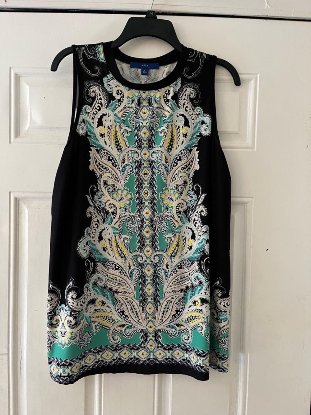 Apt 9 Sleeveless Paisley-Print Tank Top - Black & Teal